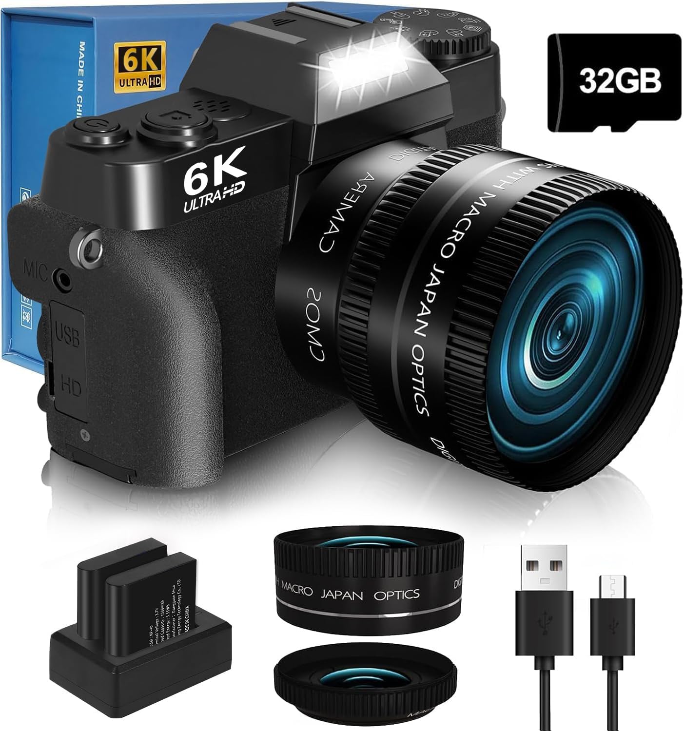 2024 Upgrade VJIANGER Digital Camera for Photography Vlogging Camera for YouTube with WiFi, 180° Flip Screen, 16X Digital Zoom, 52mm Lens, 2 Batteries, 32GB Micro SD Card(Black)
