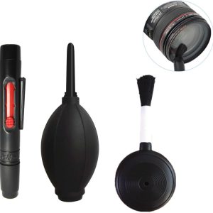 3Pcs Camera Lens Cleaning Kit Including Camera Cleaning Pen Brush Air Blaster Blower and Lens Brush Blower Brush Dust Cleaner for SLR Camera Telescope Magnifying Glass Photography