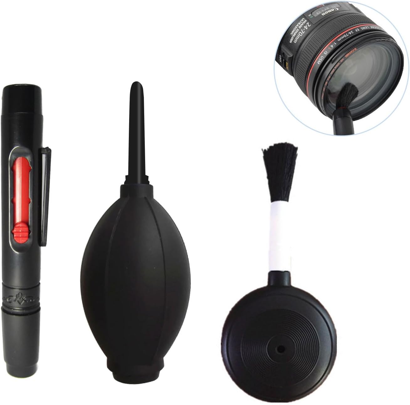 3Pcs Camera Lens Cleaning Kit Including Camera Cleaning Pen Brush Air Blaster Blower and Lens Brush Blower Brush Dust Cleaner for SLR Camera Telescope Magnifying Glass Photography