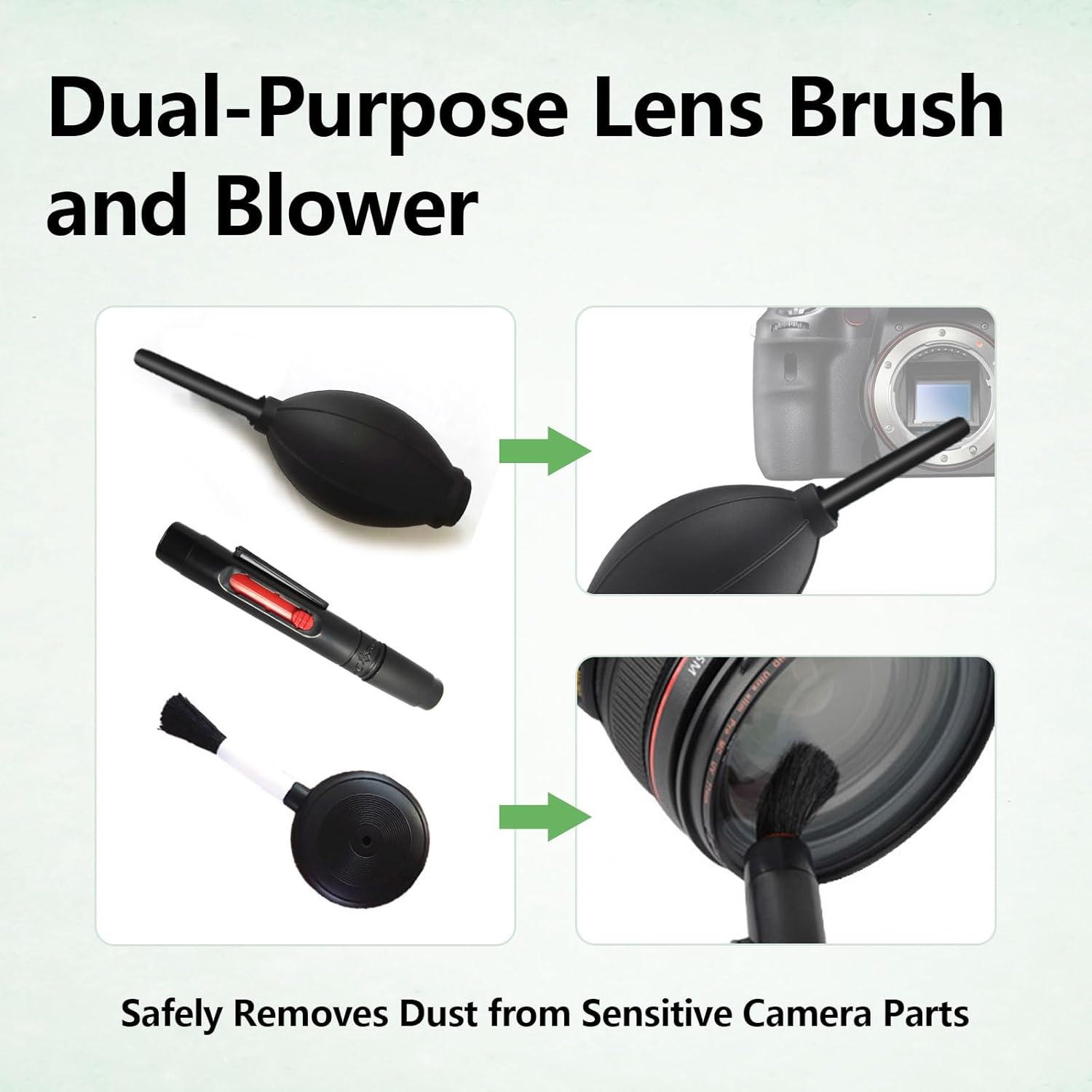3Pcs Camera Lens Cleaning Kit Including Camera Cleaning Pen Brush Air Blaster Blower and Lens Brush Blower Brush Dust Cleaner for SLR Camera Telescope Magnifying Glass Photography - Image 3