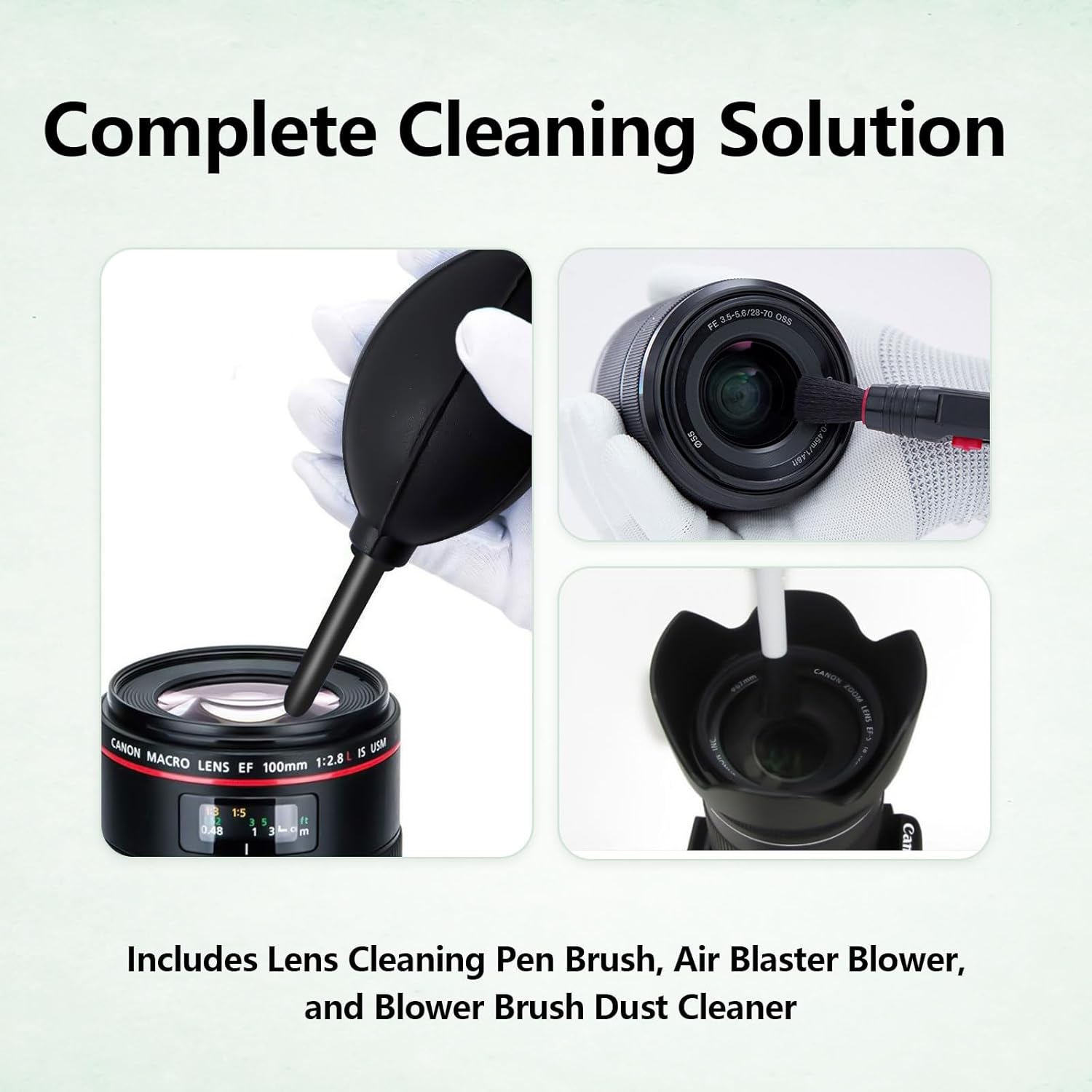 3Pcs Camera Lens Cleaning Kit Including Camera Cleaning Pen Brush Air Blaster Blower and Lens Brush Blower Brush Dust Cleaner for SLR Camera Telescope Magnifying Glass Photography - Image 5