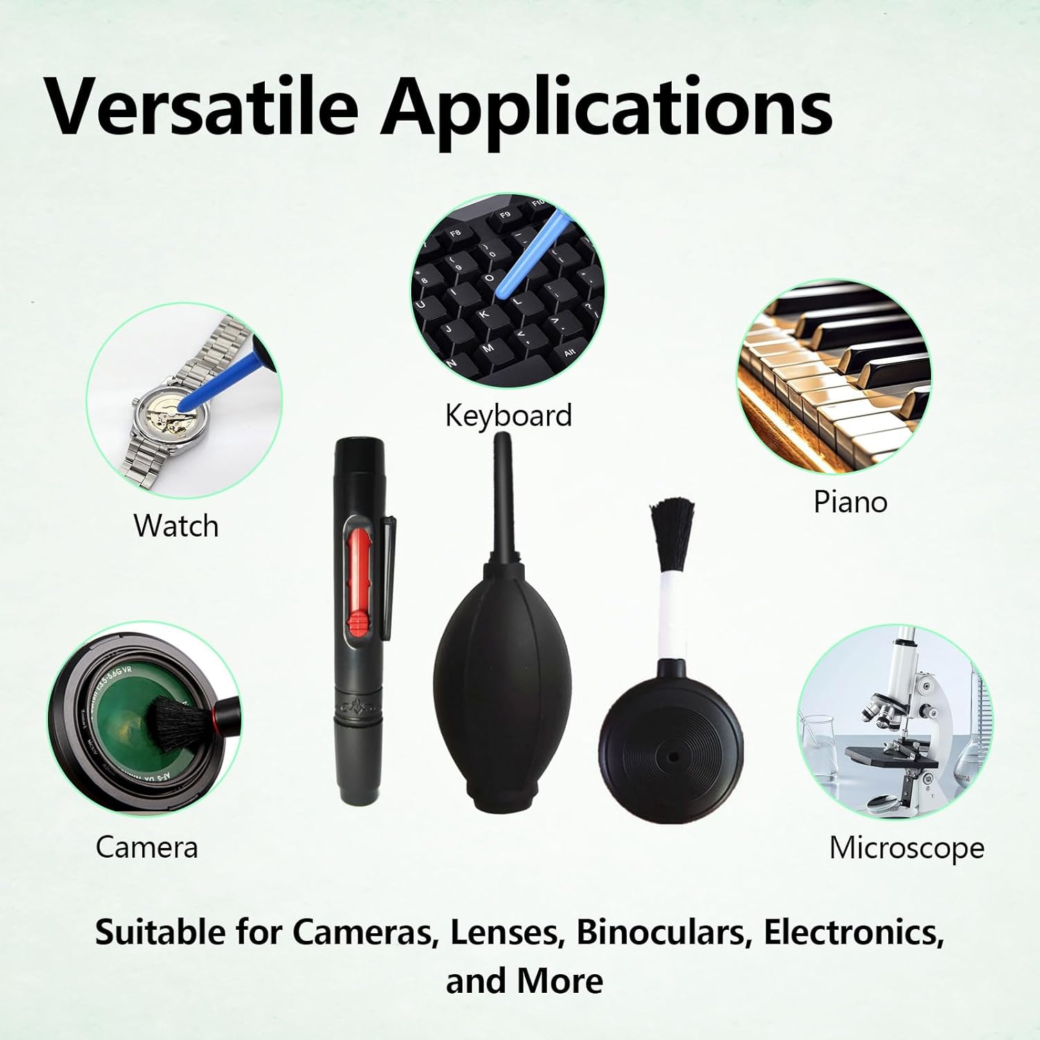 3Pcs Camera Lens Cleaning Kit Including Camera Cleaning Pen Brush Air Blaster Blower and Lens Brush Blower Brush Dust Cleaner for SLR Camera Telescope Magnifying Glass Photography - Image 6