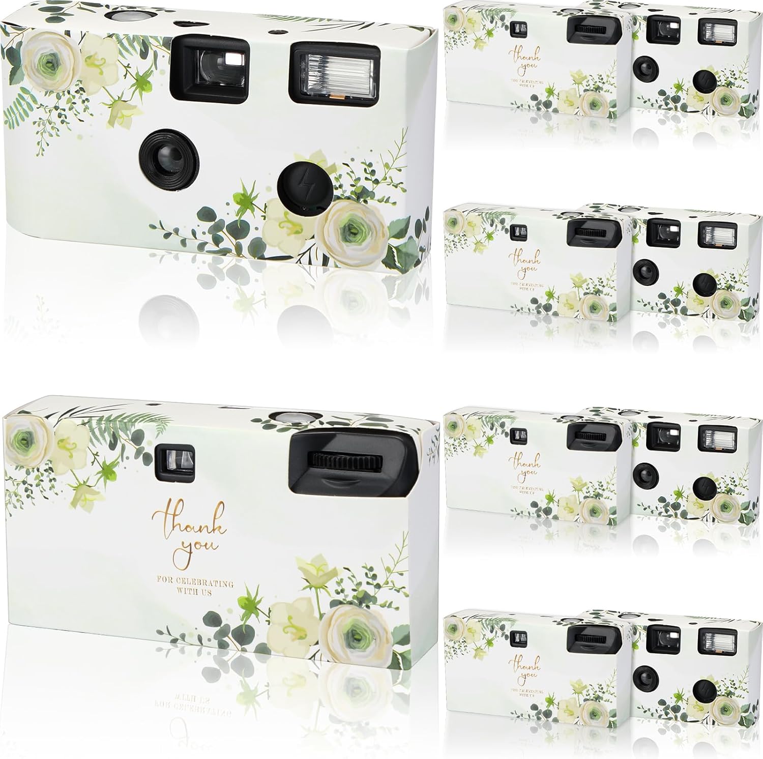 Kanayu 10 Pack Disposable Camera for Wedding Floral 35mm Single Use Film Camera with Flash One Time Use Camera for Anniversary Concert Travel Camp Party Supply Gift Honeymoon(White Rose)