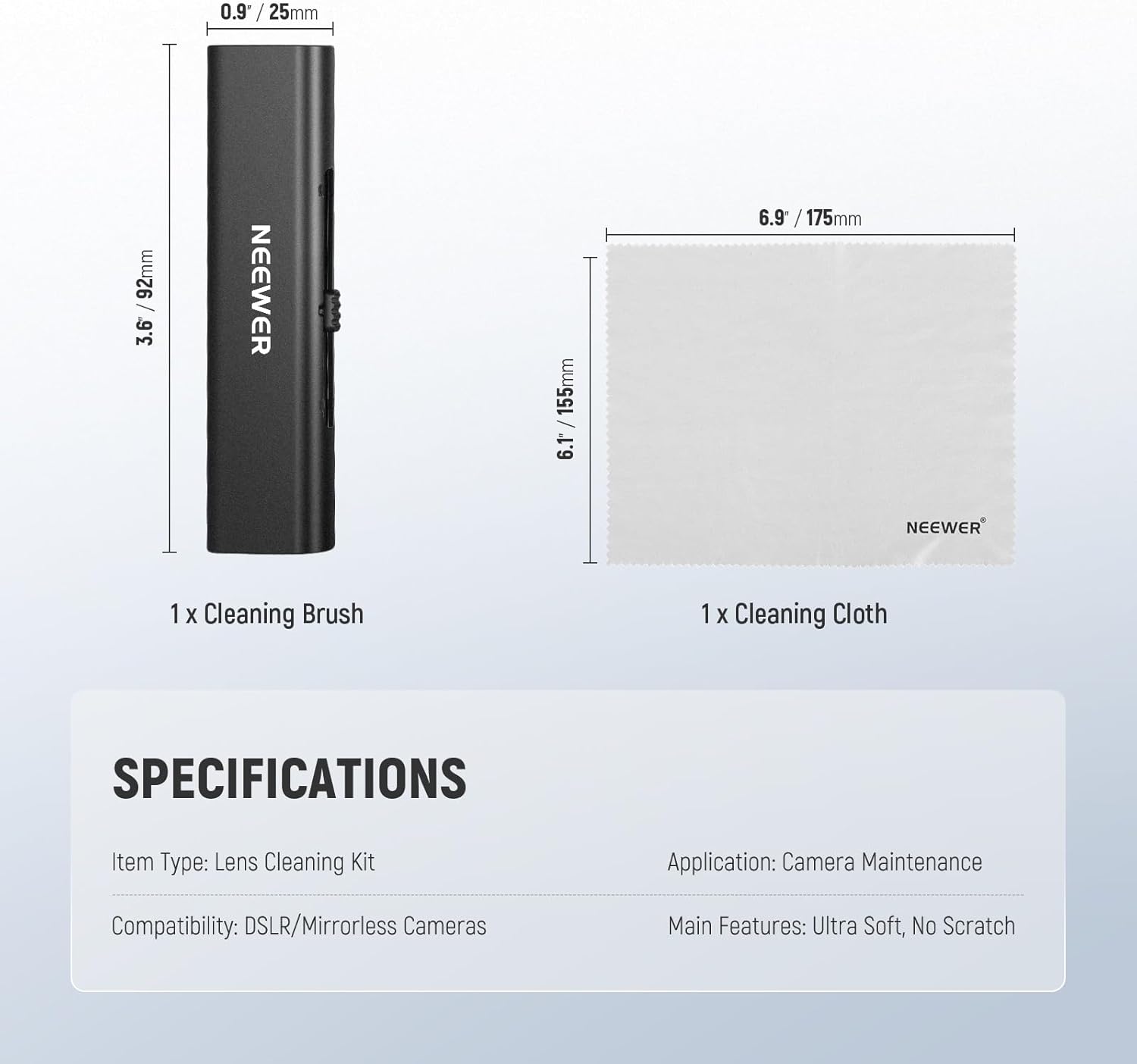 NEEWER 2 in 1 Camera Lens Cleaning Kit, 1x Lens Brush Pen + 1x Cleaning Cloth, for DSLR Camera, Electronics, Smartphones, Tablets, HM-45 - Image 8